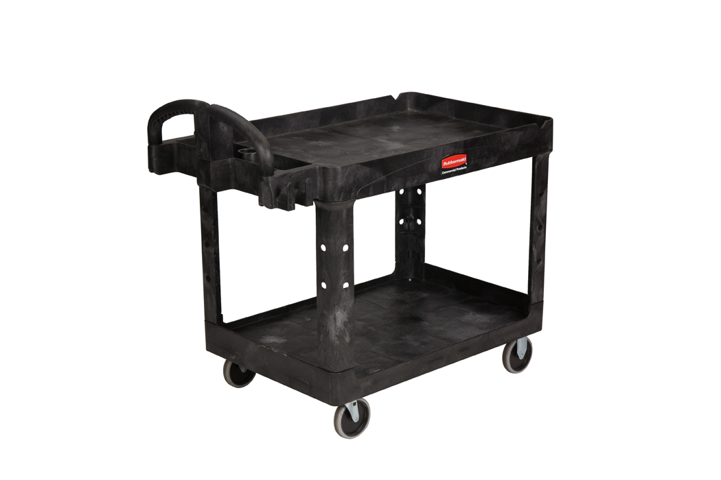 Rubbermaid Commercial Service/Utility Cart, Two-Shelf, Black