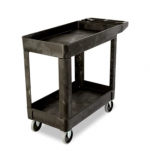 View: 4500-89 Heavy-Duty Flat Handle Utility Cart, Lipped Shelf, Small, 500 lb. Capacity - Black